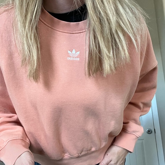 Adidas Dolman Sleeve Cropped Crewneck Sweatshirt – Peach – Size Small - Picture 9 of 10